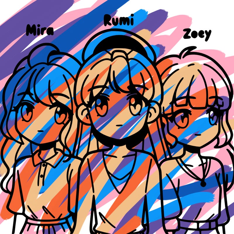 mira, rumi, and zoey