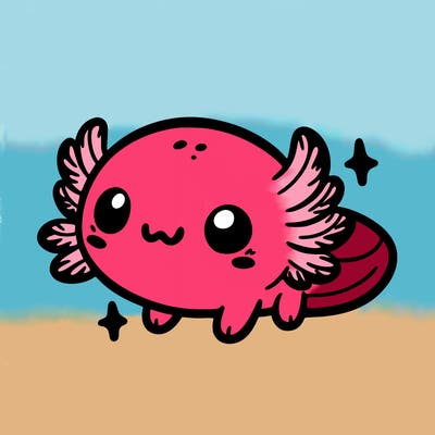 cute easy baby axolotl