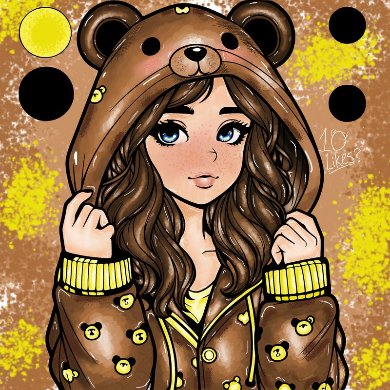 realistic girl in a animal pjs hoodie