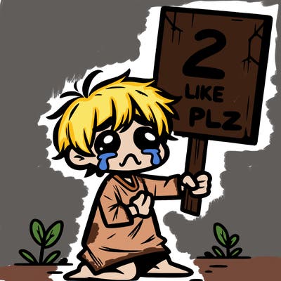 small poor toddler crying with sign that says 2 like plz