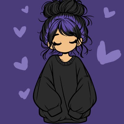 girl with baggy sweatshirt and messy bun