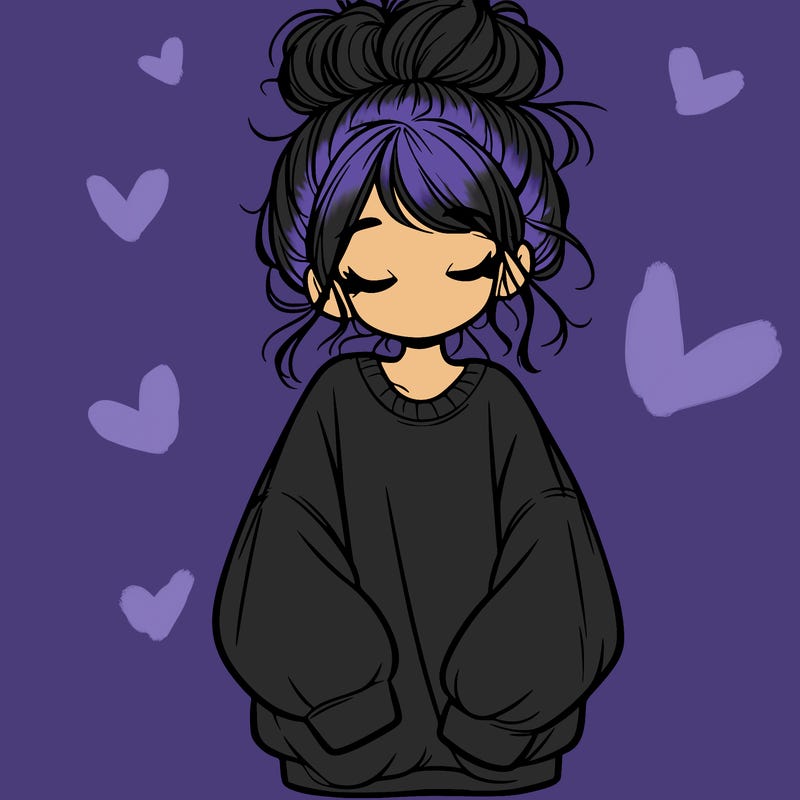 girl with baggy sweatshirt and messy bun