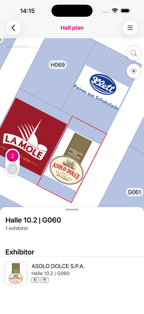 ISM Cologne - Interactive hall plan and exhibitor map in the ISM Cologne trade fair app