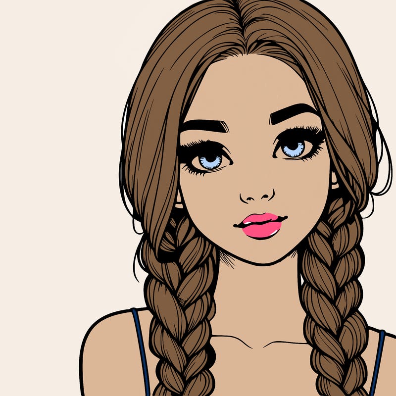 realistic girl with braids