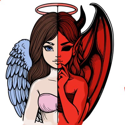 realistic angel half demon