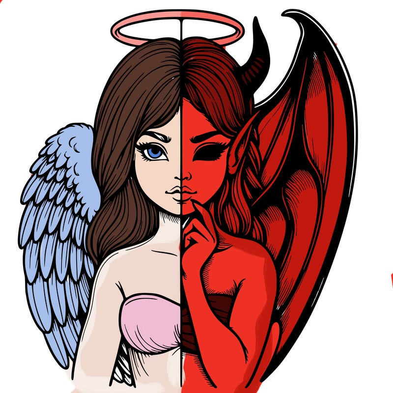 realistic angel half demon