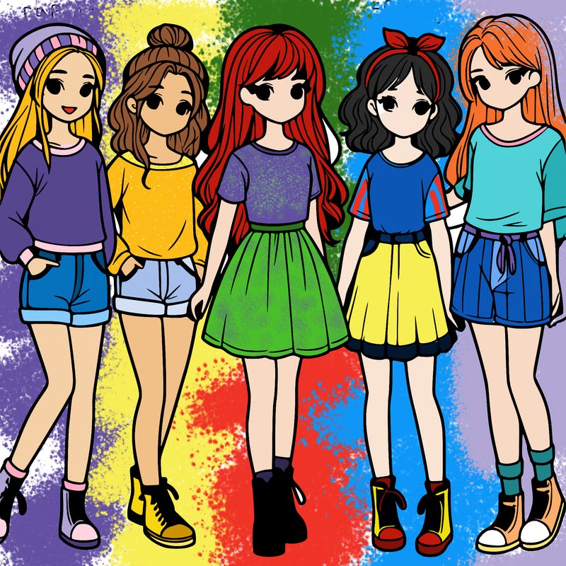 a group of five girls