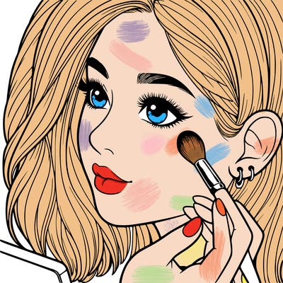 a realistic girl doing her makeup