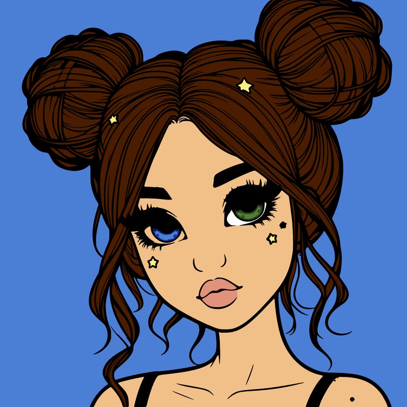 realistic girl with space buns