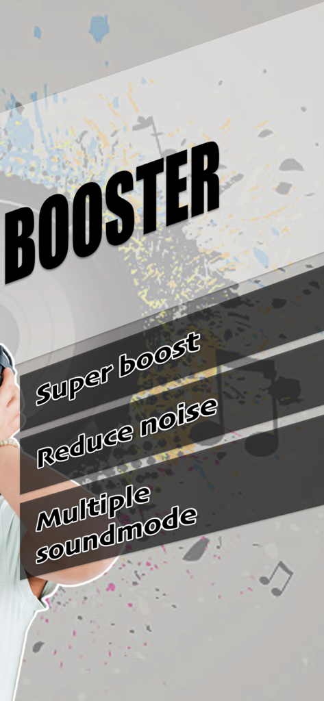 Speaker Volume Booster - Pro - Promotional graphic for Speaker Volume Booster Pro highlighting super boost and noise reduction features