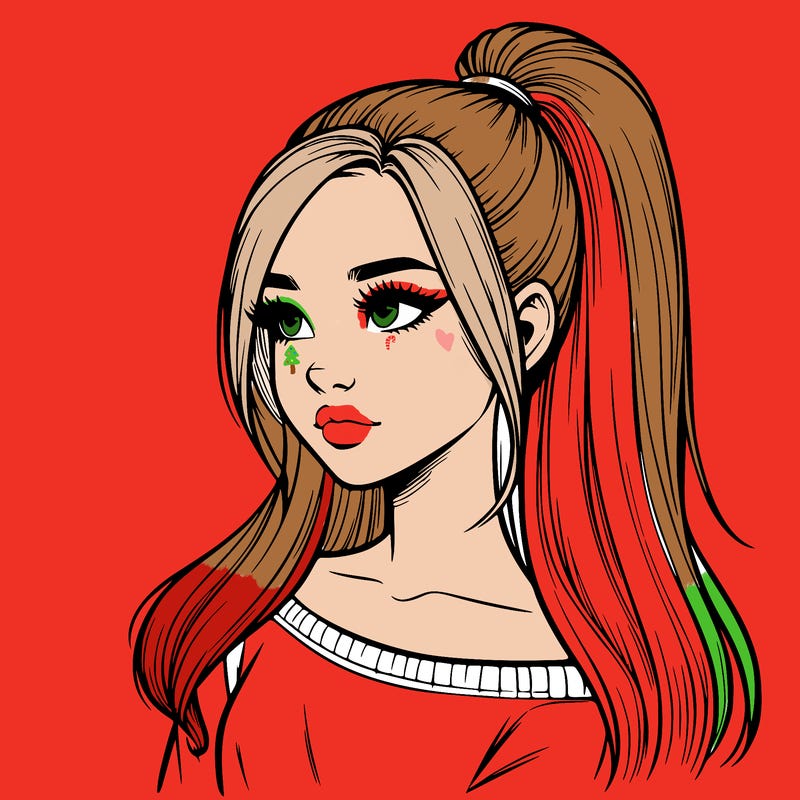 realistic girl with a high ponytail