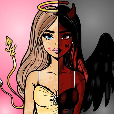 devil vs angel realistic girl