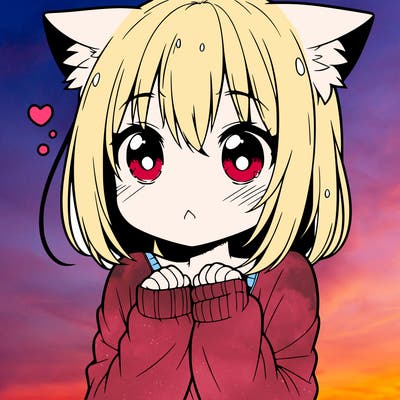 shy anime catgirl