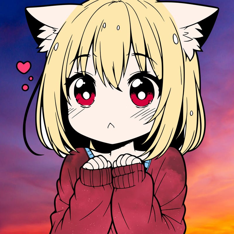 shy anime catgirl