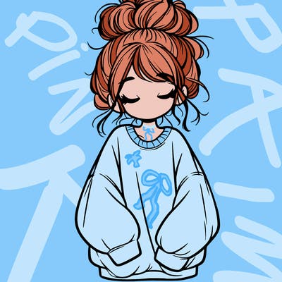 girl with baggy sweatshirt and messy bun