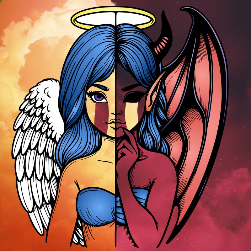 realistic angel half demon