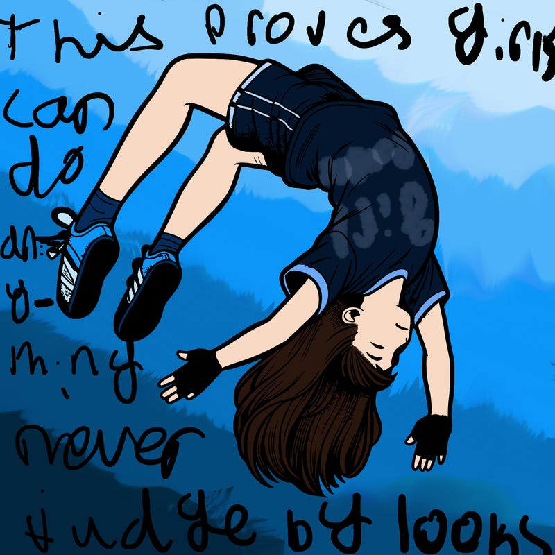 realistic girl doing a backflip