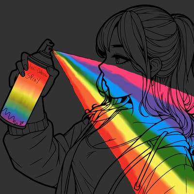 a realistic girl spray, painting