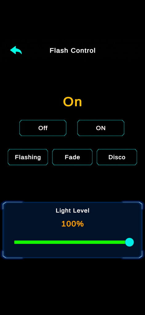 Fake Police Video Call - Flashlight control screen with flashing and disco modes