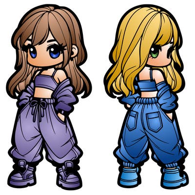 girl in crop top and baggy pants