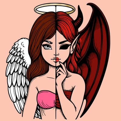 realistic angel half demon