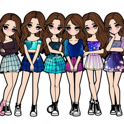 a group of girls realistic