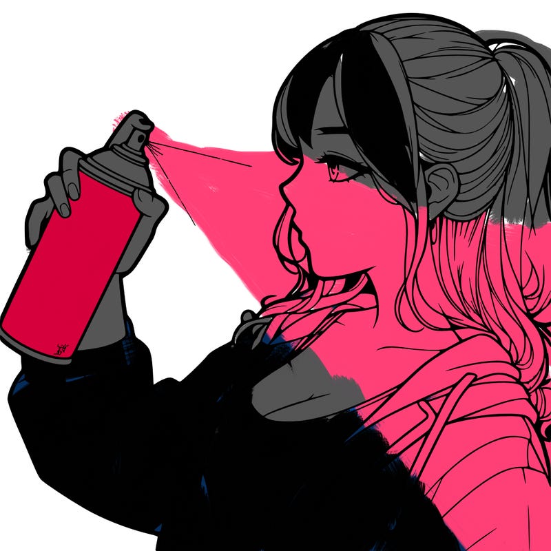 a realistic girl spray, painting