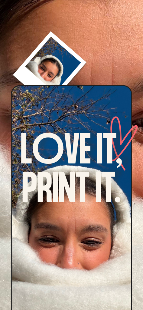 Lalalab - Photo printing - Lalalab app screen displaying a vintage photo print and the marketing slogan Love it Print it