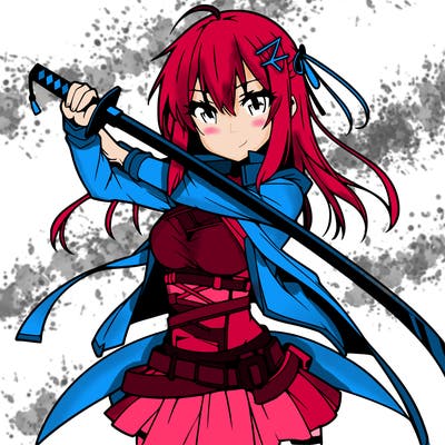 anime girl with sword in cool pose