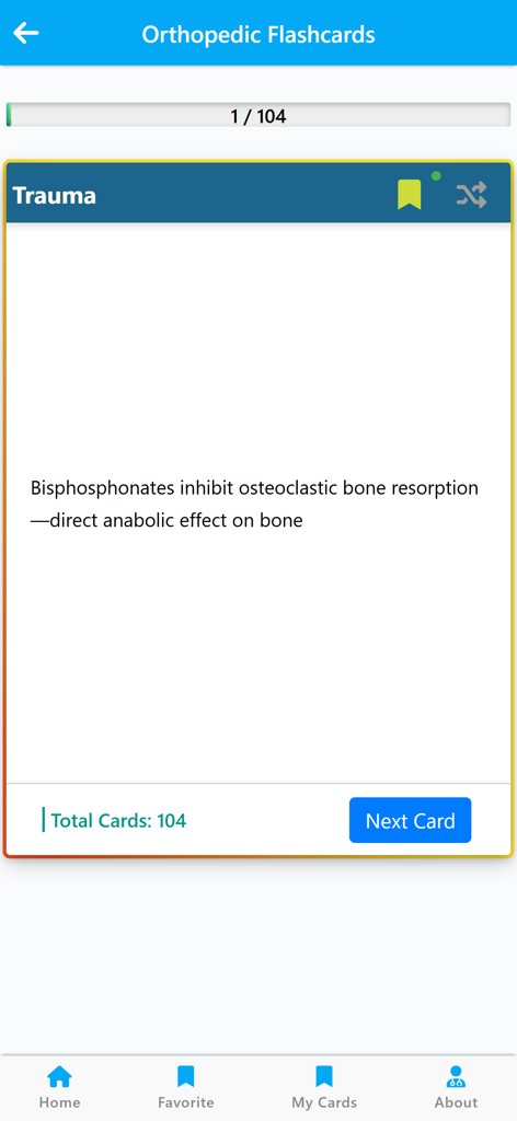 Orthopedic Flash Cards & Notes - Tarjeta de memoria digital para educación médica sobre traumatología ortopédica