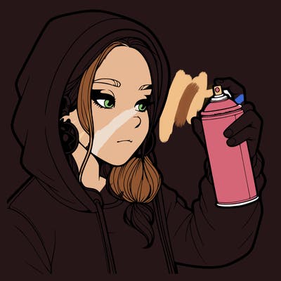 a realistic girl, spray painting