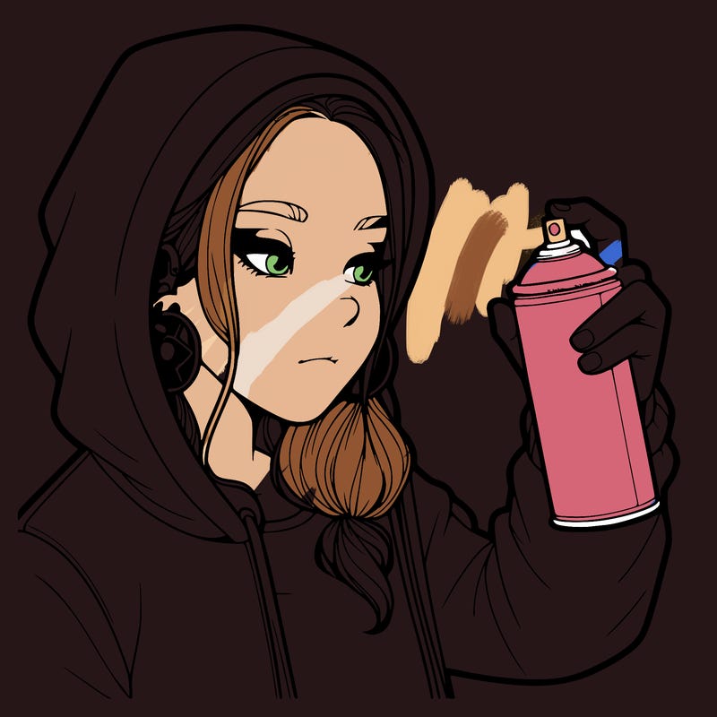 a realistic girl, spray painting