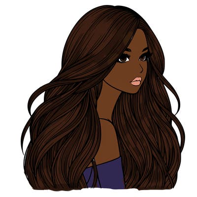 realistic girl with long realistic hair