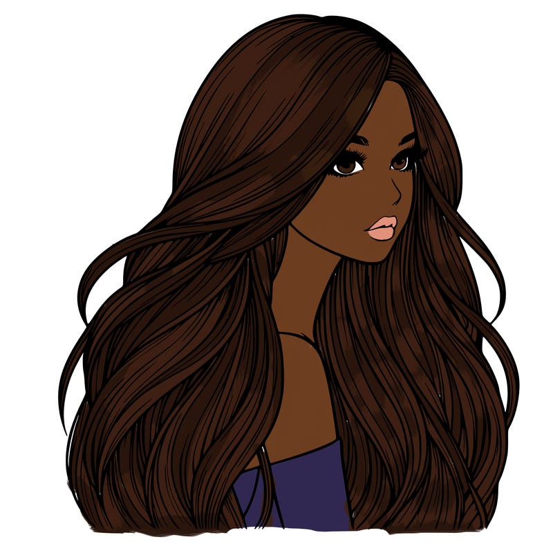 realistic girl with long realistic hair