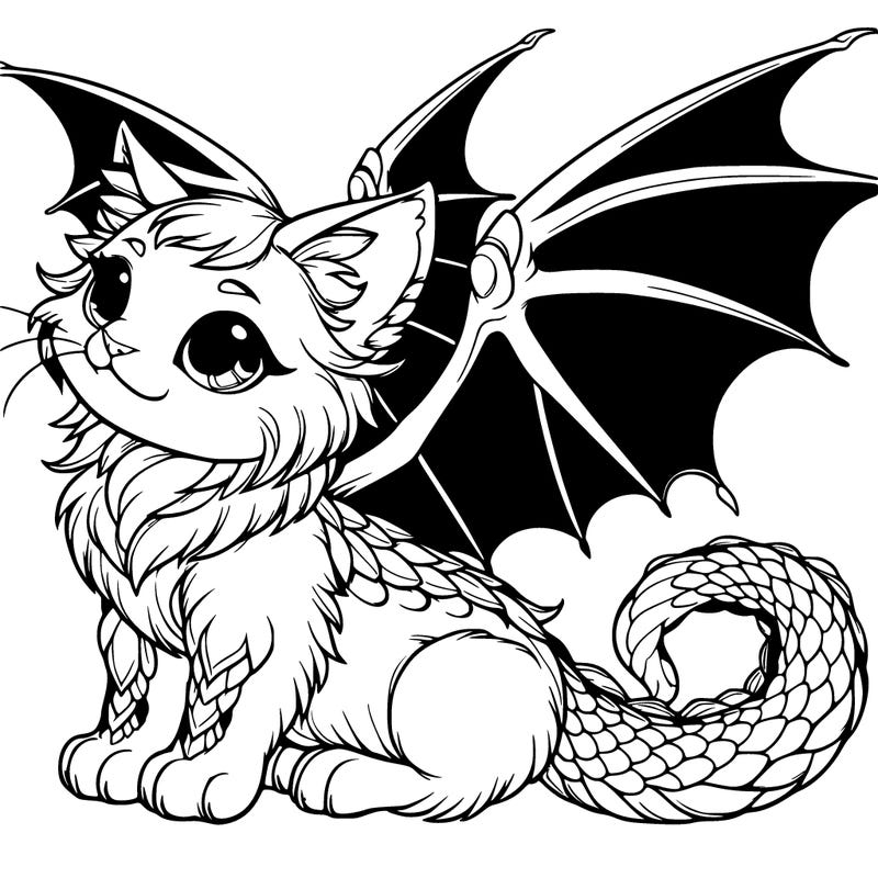 a realistic cat with dragon wings