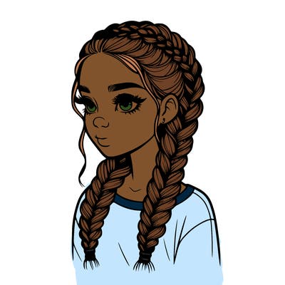 realistic girl with braids
