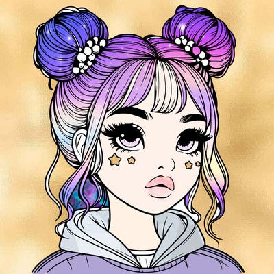 realistic girl with space buns