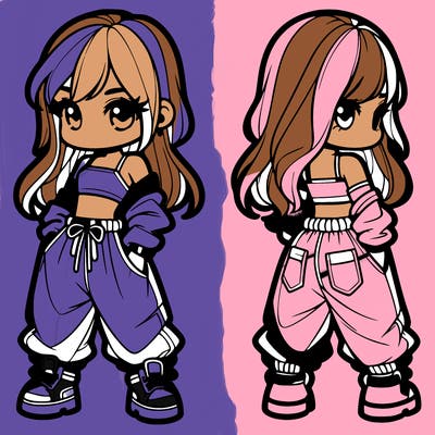 girl in crop top and baggy pants