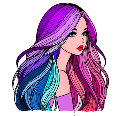 realistic girl with long realistic hair
