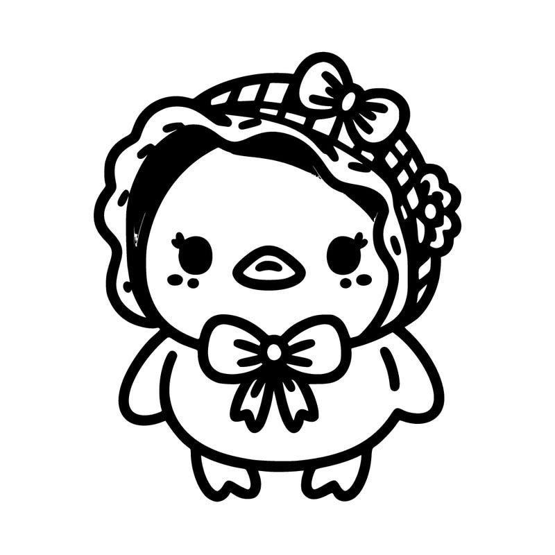 kawaii duck wearing a bonnet
