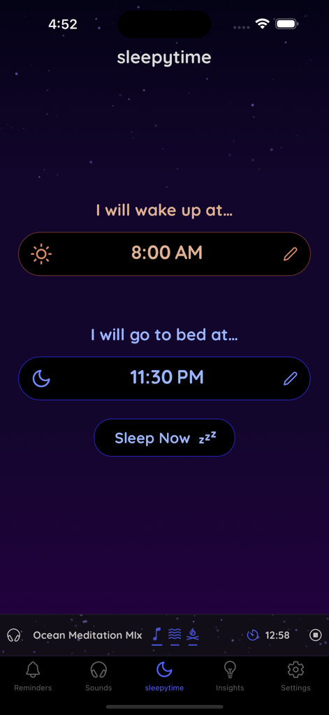 sleepytime calculator - Sleepytime Calculator app interface showing wake up and bedtime settings for sleep cycle optimization