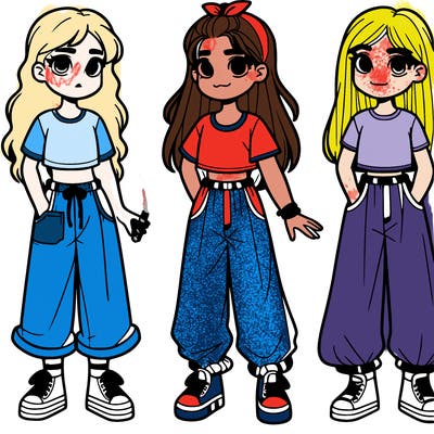 girl teenager with a top and baggy pants