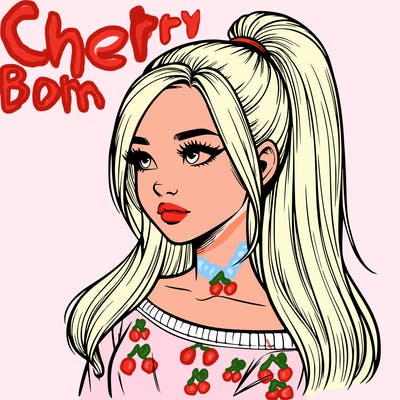 realistic girl with a high ponytail