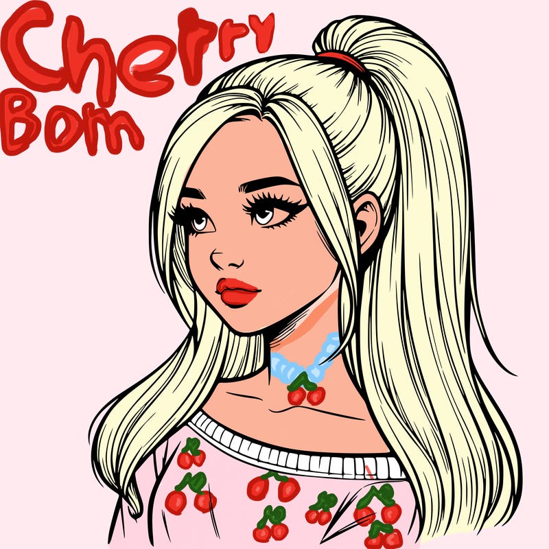 realistic girl with a high ponytail