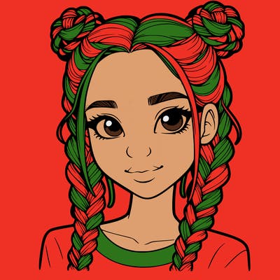 realistic girl with braids