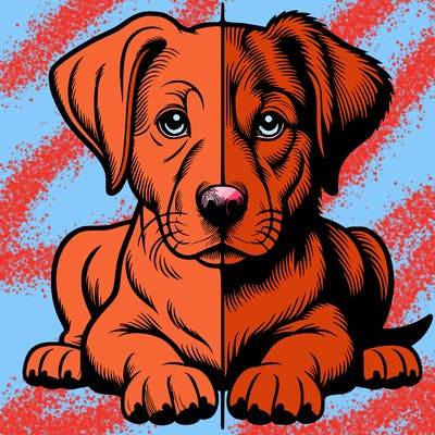 realistic dog split picture