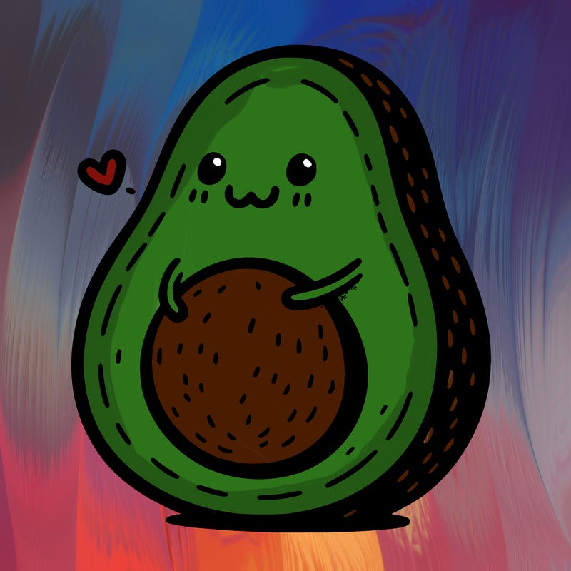 an avocado hugging an avocado