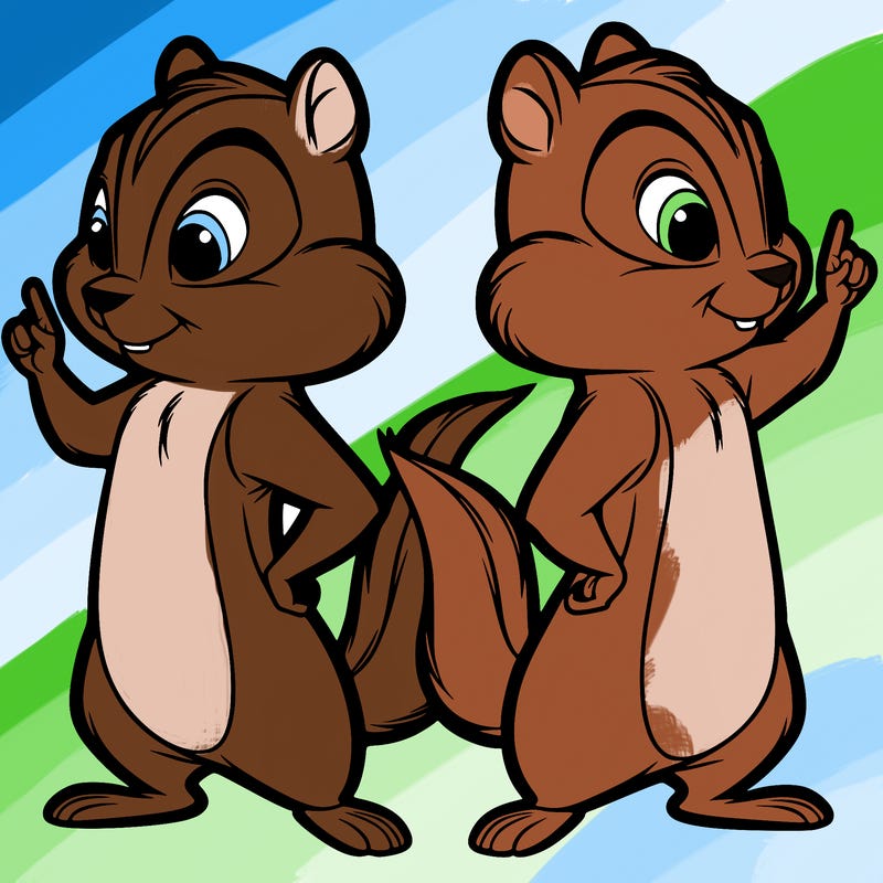 two tamias standing up split realistic