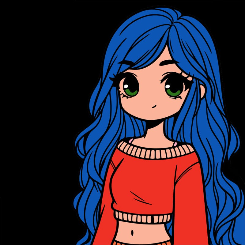 girl with long hair and a crop top with a sweater