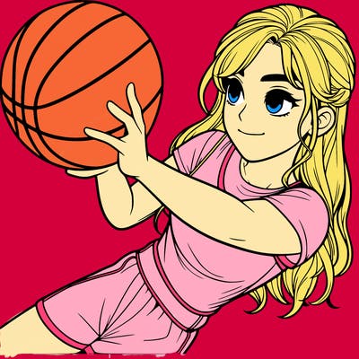 realistic girl playing basketball